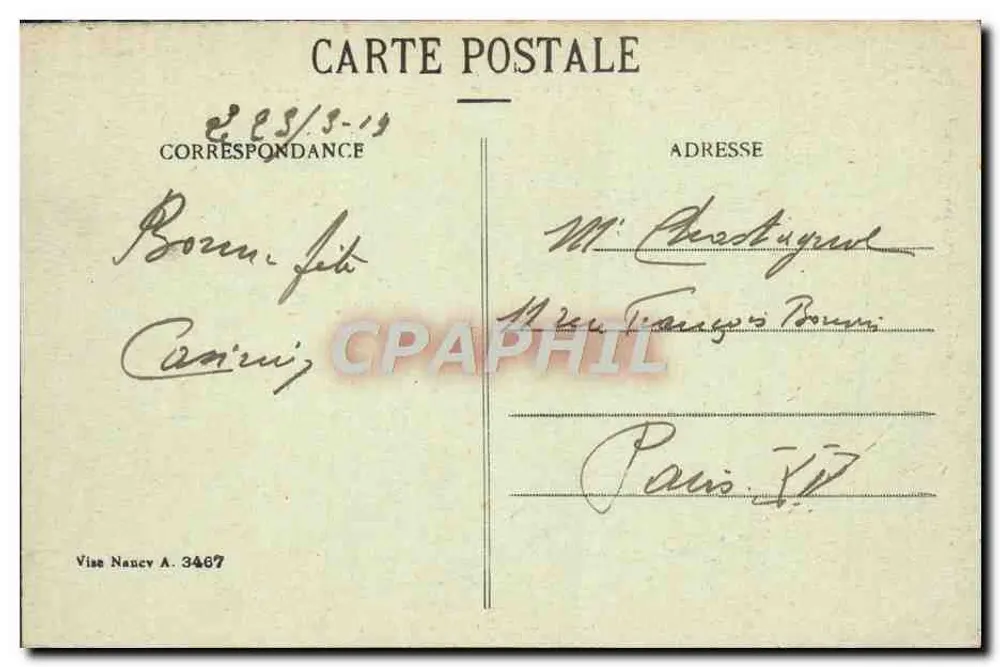 Reims in den Jahren der Bombardements 1914-18 — Die Kathedrale unter den Ruinen, im Vordergrund die Straße Cérès - Rückseite