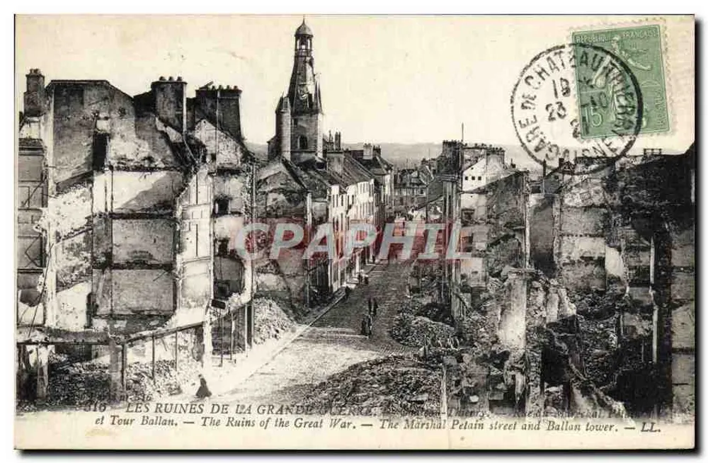 Die Ruinen des Großen Krieges — Straße Marshall Pétain und Turm Ballan — LL - Vorderseite