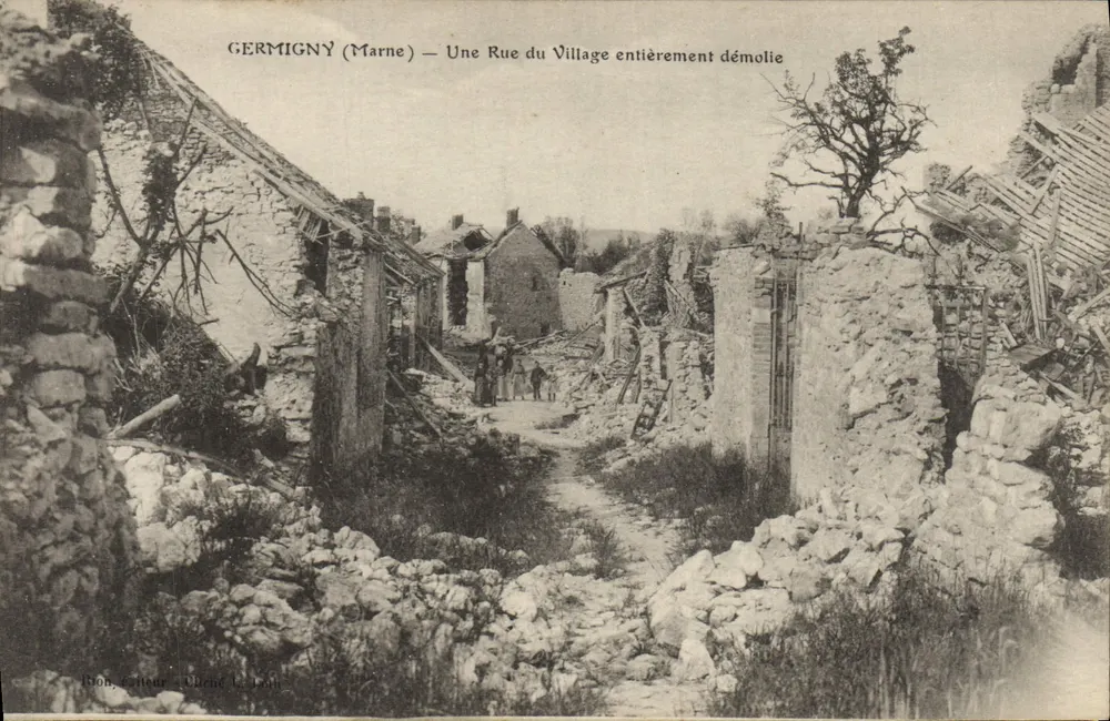 Germigny (Marne) — Eine vollständig abgerissene Dorfstraße — Edition Bon, Verleger « Vichy » - Vorderseite