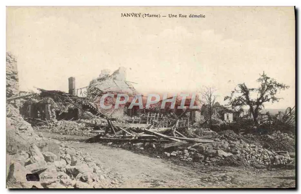 Janvry (Marne) — Eine Zerstörte Straße — Verlag: Chiche & Cie - Vorderseite