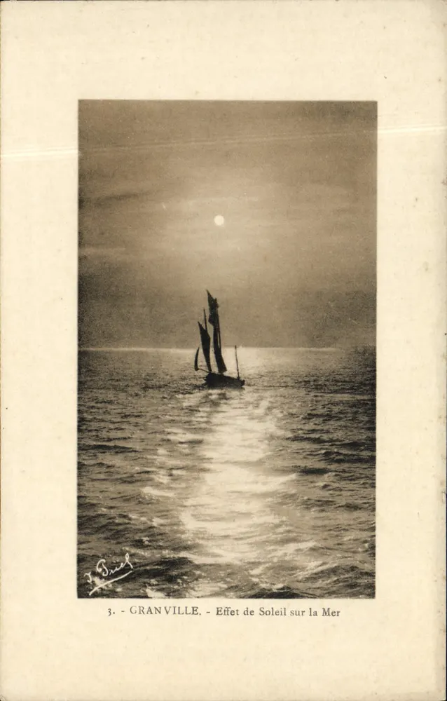 Granville - Effekt des Sonnenlichts auf das Meer - J. Brieil, n°3 - Vorderseite