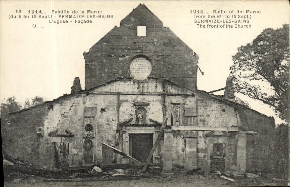 Batalha da Marne — Detalhes da igreja destruída em Sermaize-les-Bains — O. J. n°53 - Frente