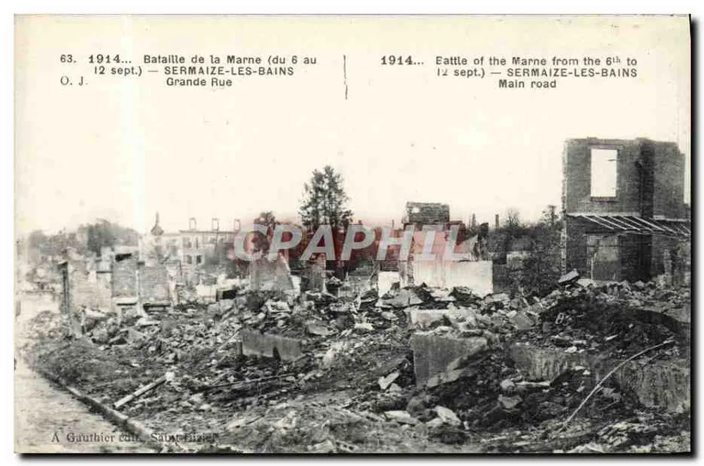 Sermaze-les-Bains — Desolação após a batalha da Marne (6-12 set. 1914) — A. Gauthier édit., Sainte-Élizabeth - Frente