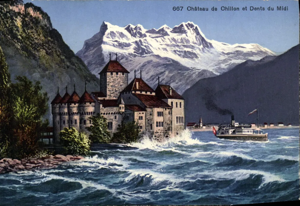 Castelo de Chillon e Dentes do Meio-Dia — 667 — Phototype Co., Neuchâtel - Frente
