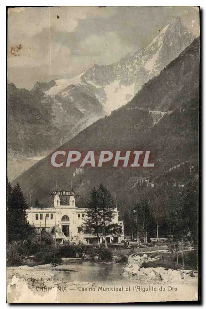 Chamoux-sur-Guiers — Casino Municipal et l'Aiguille du Dru — éditeur A. Houdé, Annecy - Vorderseite