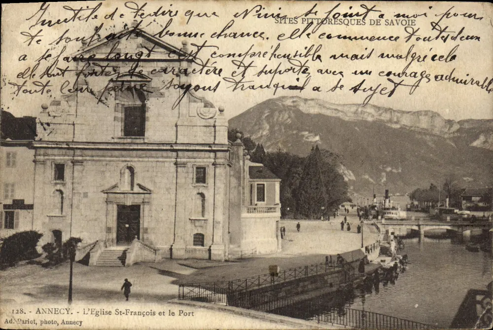 Annecy — Die Kirche St-François und der Hafen — Ad. Pariot, Foto, Annecy - Vorderseite