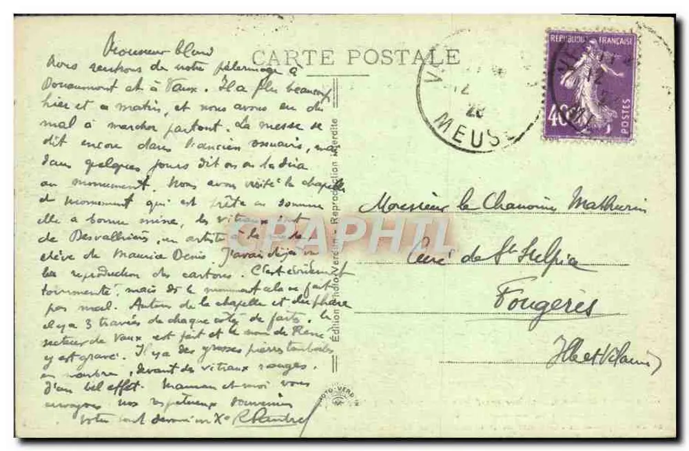 Katholische Kapelle des Denkmals - Verdun — Verlag Nancy 5297 - Rückseite
