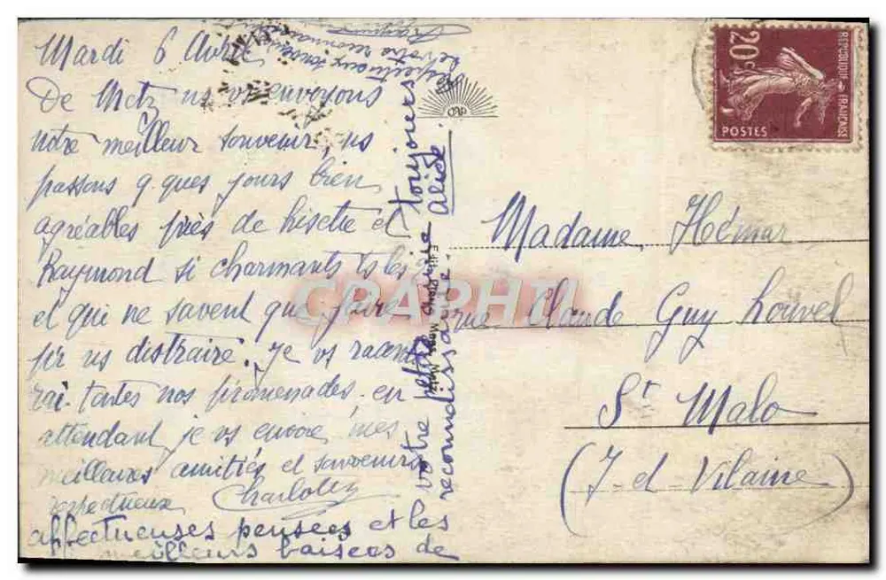 METZ - Place du Roi Georges — städtische Ansicht mit Denkmal und Gebäuden — unbekannter Verlag - Rückseite