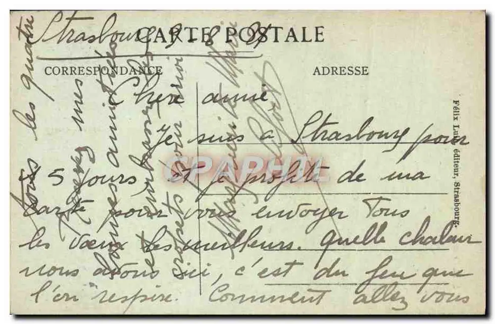 Strasbourg — Quai de la Petite-France — Verlag Félix Imprimeur, Strasbourg - Rückseite