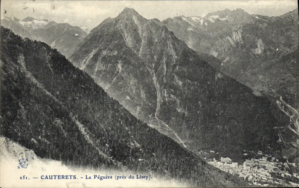 Cauterets - Le Péguère (cerca del Lisey) — vista montañosa — editor R. N. n° 251 - Anverso