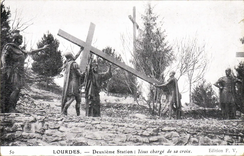 Lourdes — Zweite Station: Jesus trägt sein Kreuz — Edition F. V. - Vorderseite