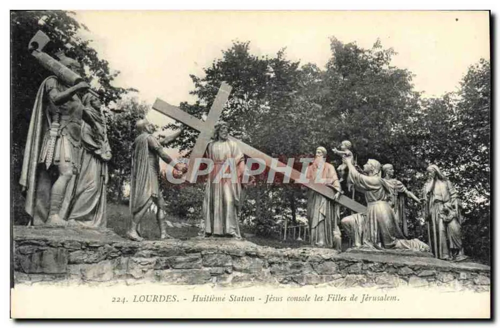 Lourdes - Achte Station - Jesus tröstet die Töchter Jerusalems — Edition F. Viron, Nr. 224 - Vorderseite