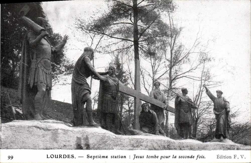Lourdes — Siebte Station: Jesus fällt zum zweiten Mal — Ausgabe F.V. - Vorderseite
