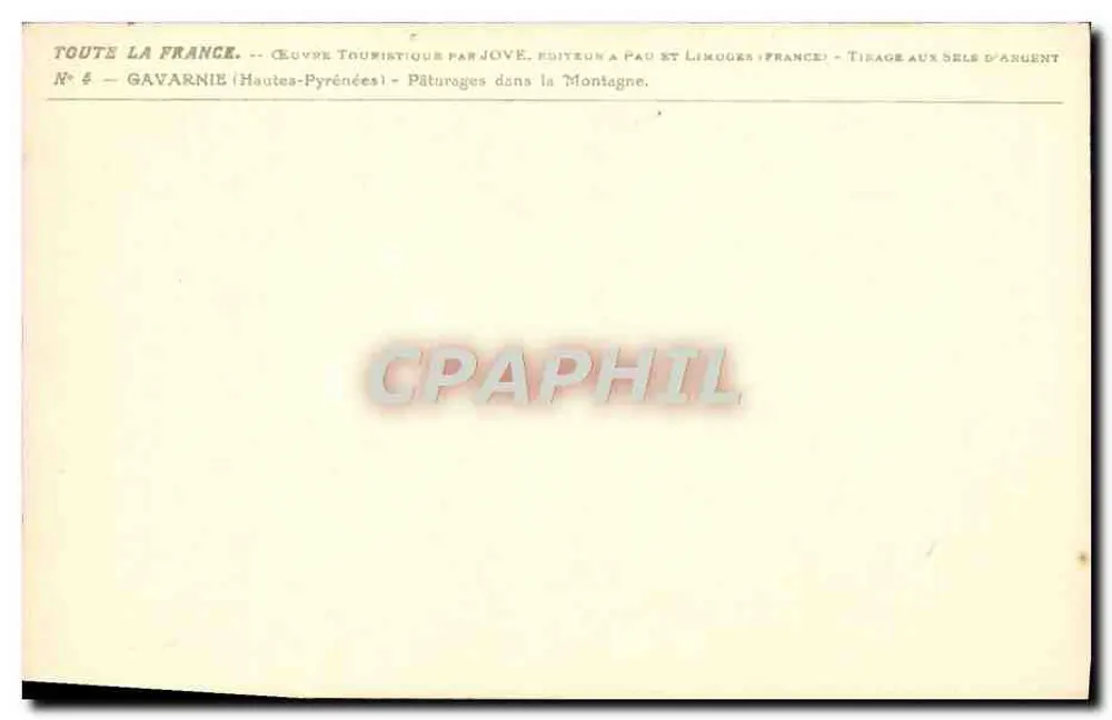Gavarnie (Hautes-Pyrénées) — Bergweiden — Verlag Jove, Pau und Limoges, Frankreich, N° 6 - Rückseite