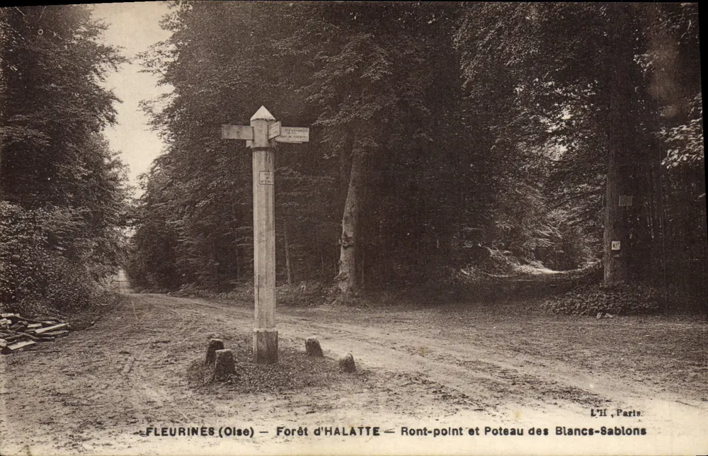 Fleurines (Oise) — Bosque de Halatte — Ront-point y Poteau des Blancs-Sablons — L'II, París - Anverso