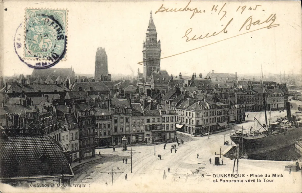 Dunkirchen — Place du Mink und Panorama zur Turm — Sammlung B. O. Dunkerque - Vorderseite