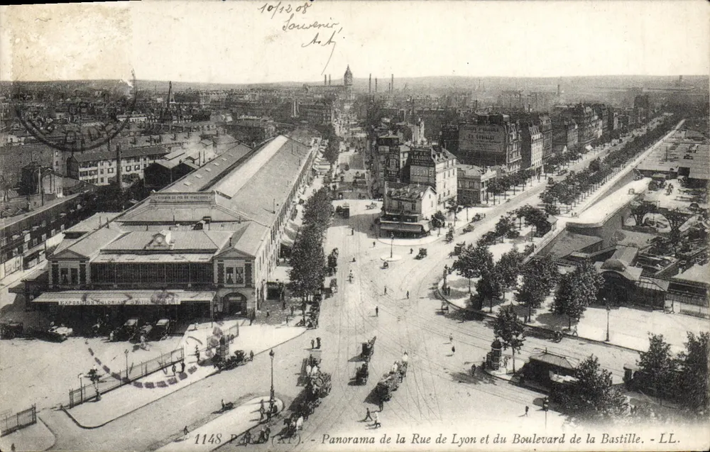 Panorama der Rue de Lyon und des Boulevard de la Bastille — Paris (R.P.) — LL. — n° 1148 - Vorderseite