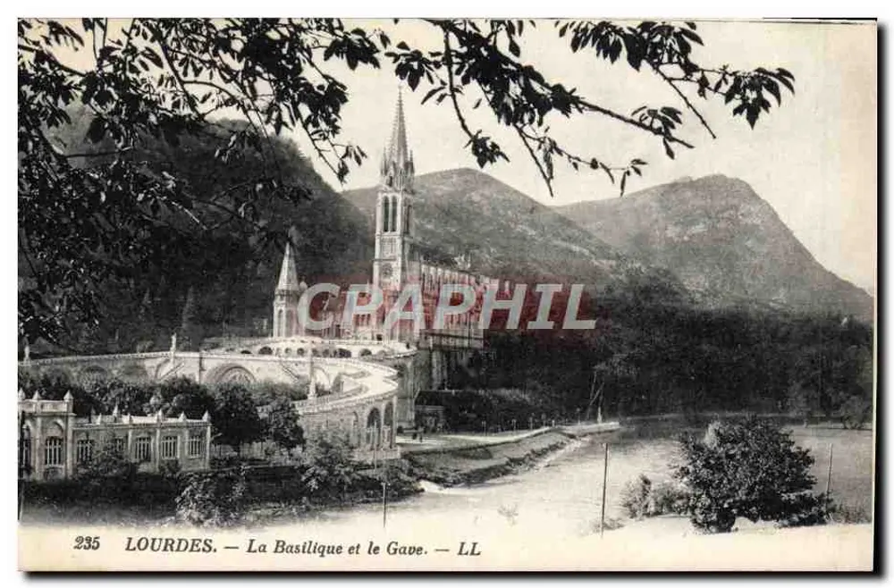 Lourdes — La Basilica e il Gave — LL - Recto