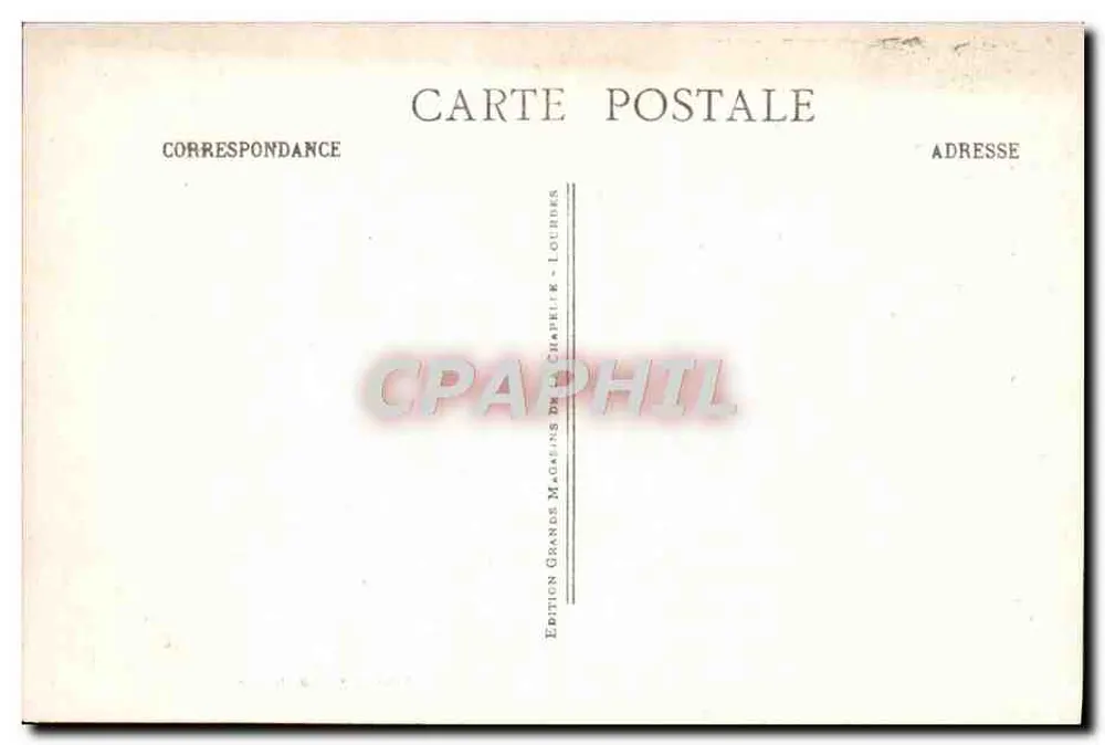 Lourdes - La Grotte — vista interna da gruta com estalactites e prie-Dieu — Édition Grands Magasins de Lourdes - Verso