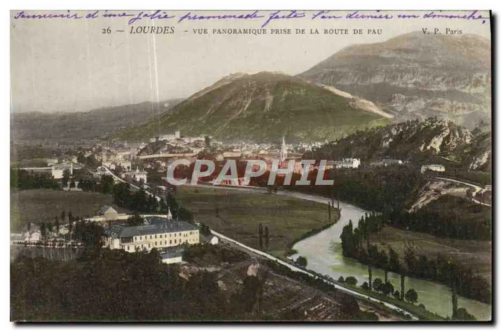Lourdes — Panoramablick vom Pau-Weg — V. P. Paris - Vorderseite
