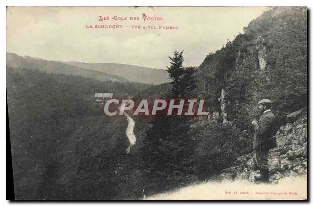 Die Pässe der Vosges — Die Schlucht — Vogelperspektive — Imp. A.E. Watch, Bâle-Dorf (Téléposte) N° 8440 - Vorderseite