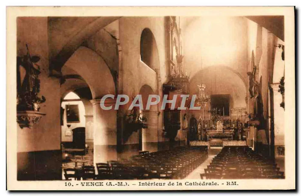 Vence (A.-M.) — Interior da Catedral — RM. — Edições Munter, Nice - Frente