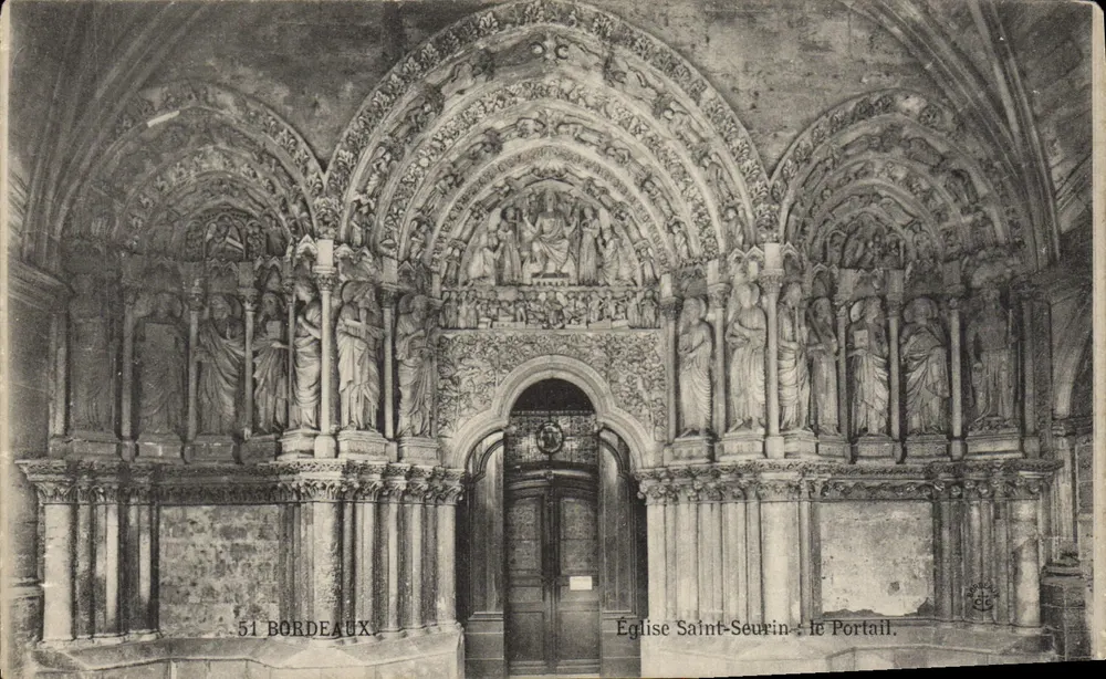 Kirche Saint-Seurin - Der Portal — Bordeaux — unbekannter Verlag, Seriennummer 51 - Vorderseite