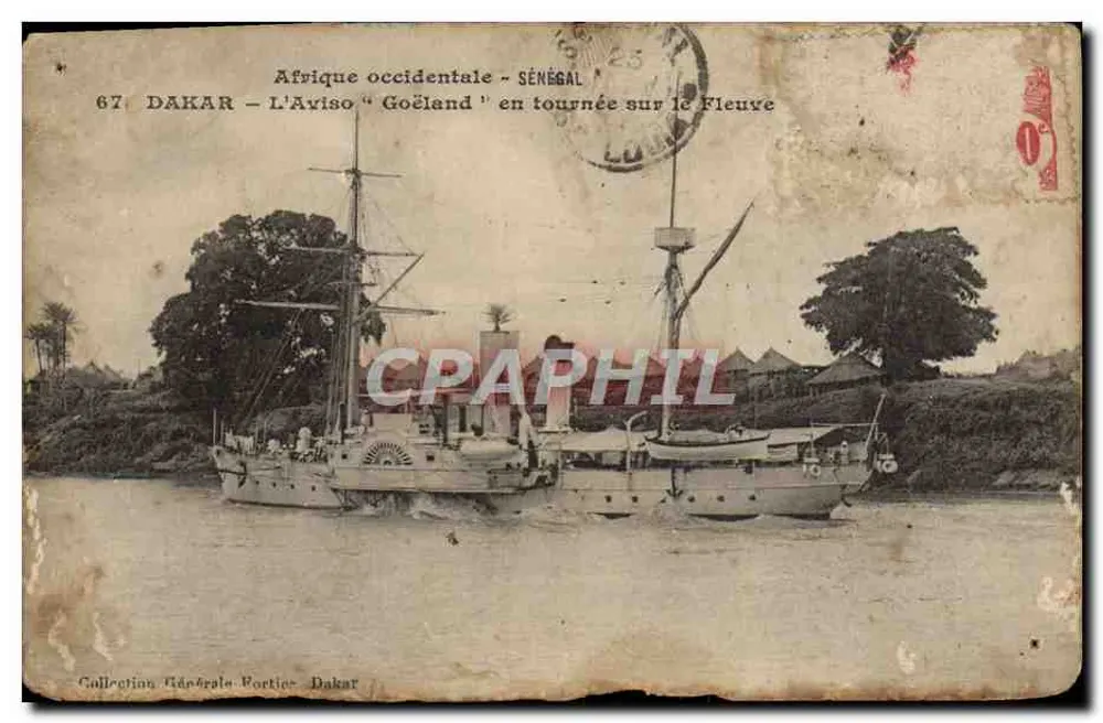 Dakar — Der 'Goëland' Aviso auf Tour am Fluss — General Portier Collection, Dakar - Vorderseite
