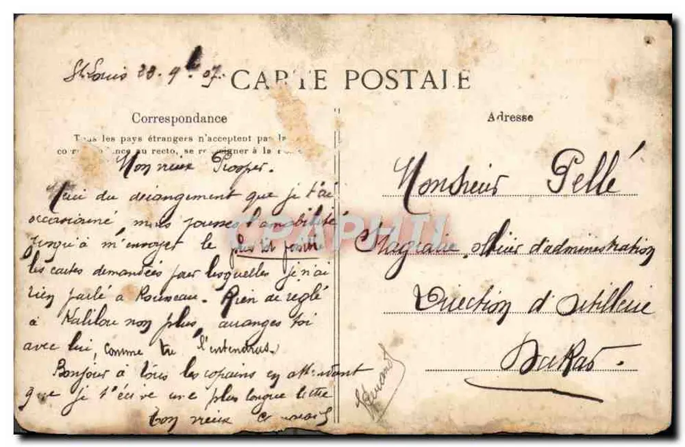 Dakar — Der 'Goëland' Aviso auf Tour am Fluss — General Portier Collection, Dakar - Rückseite