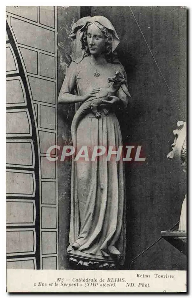 Eva e a Serpente — Catedral de Reims — Reims Touriste - Frente