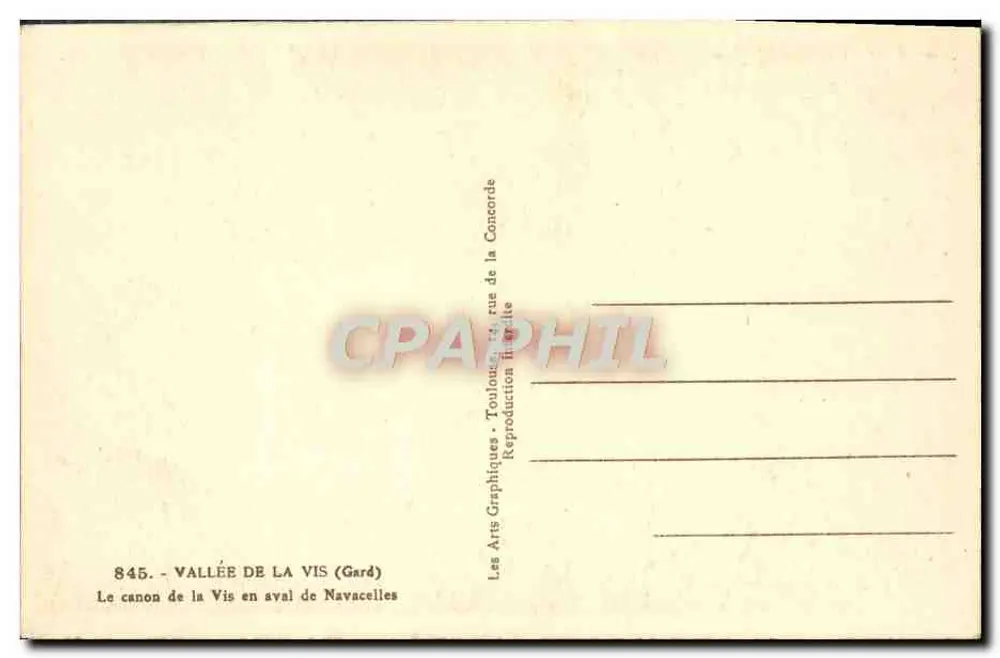 Tal der Vis unterhalb von Navacelles — Gard — Les Arts Graphiques, Toulouse - Rückseite