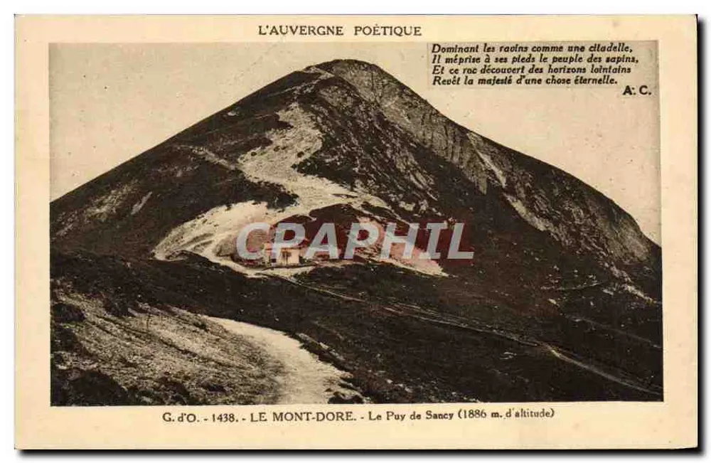 Le Puy de Sancy — Le Mont-Dore — 1886 m. d'altitude — G. d'O. — L'Auvergne Poétique - Frente