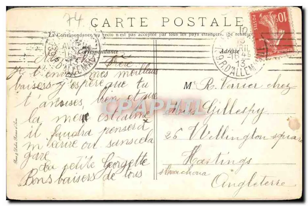 Évian et le Quai Baron de Blonay — vue du lac avec voiliers et promeneurs — éditeur impr. sur la carte n°109 - Verso