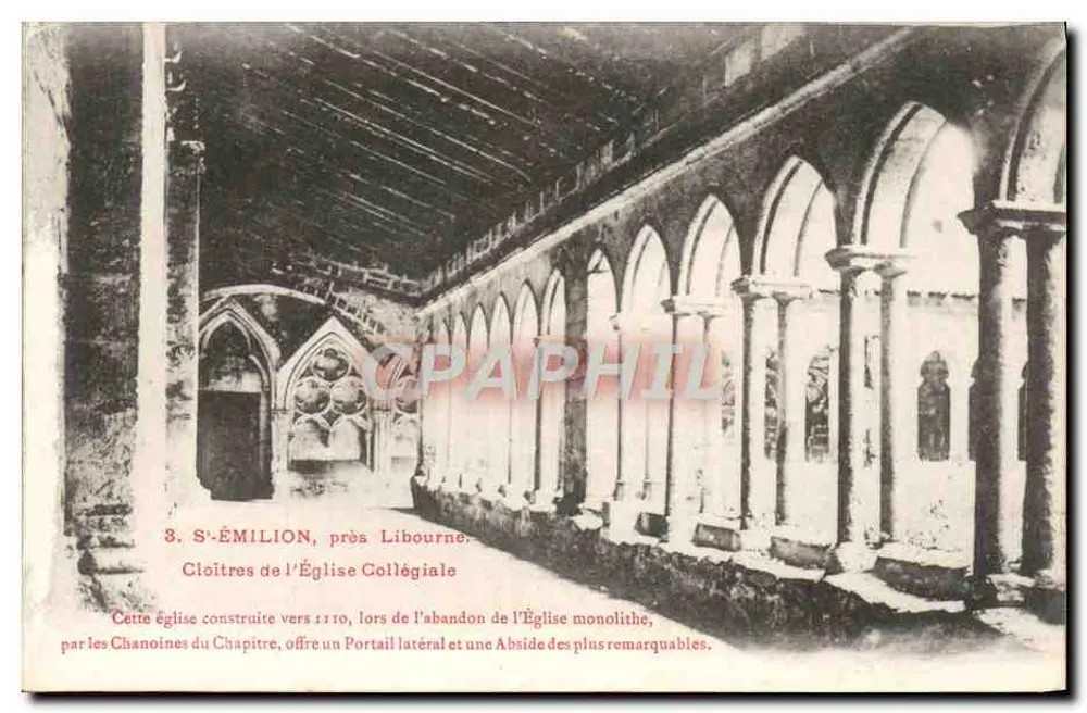 S.-ÉMILION, perto de Libourne — Claustros da Igreja Colegiada — editor desconhecido, n°3 - Frente