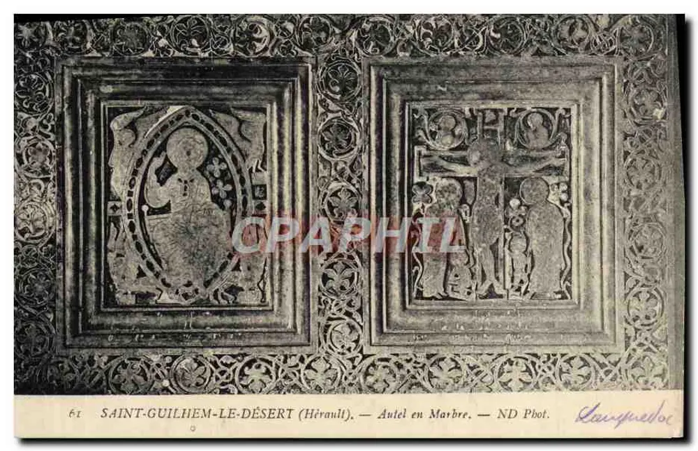 Saint-Guilhem-le-Désert (Hérault) — Altar em Mármore — ND Phot. Lauguebec - Frente