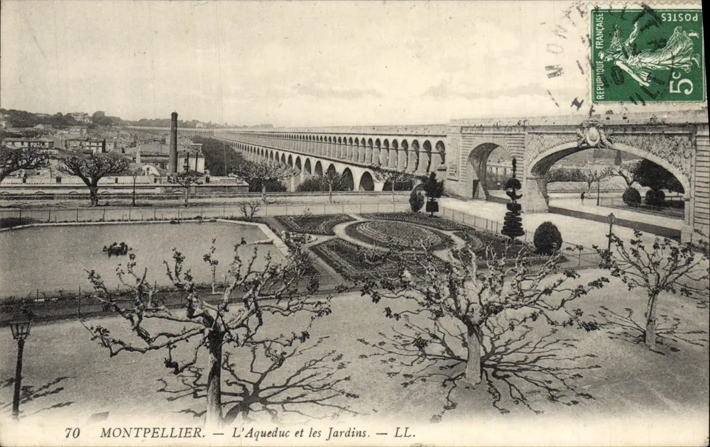 Montpellier — O Aqueduto e os Jardins — LL. - Frente