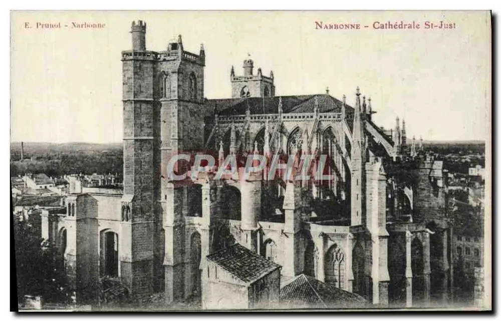 Narbonne - Catedral de St-Just — vista aérea — E. Prunol - Narbonne - Frente