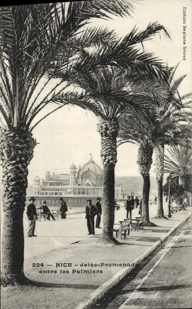 NICE - Calçadão entre os Palmeiros — Edição Baylone frères, n° 224 - Frente