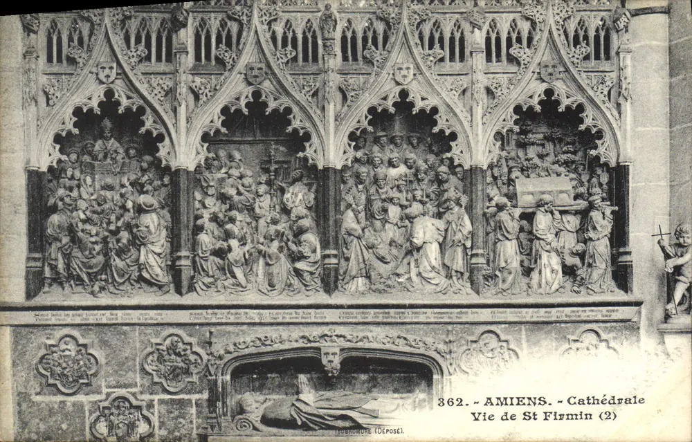 Amiens - Kathedrale - Leben des hl. Firmin (2) - L. Caron, phot.-edit. Amiens - Vorderseite