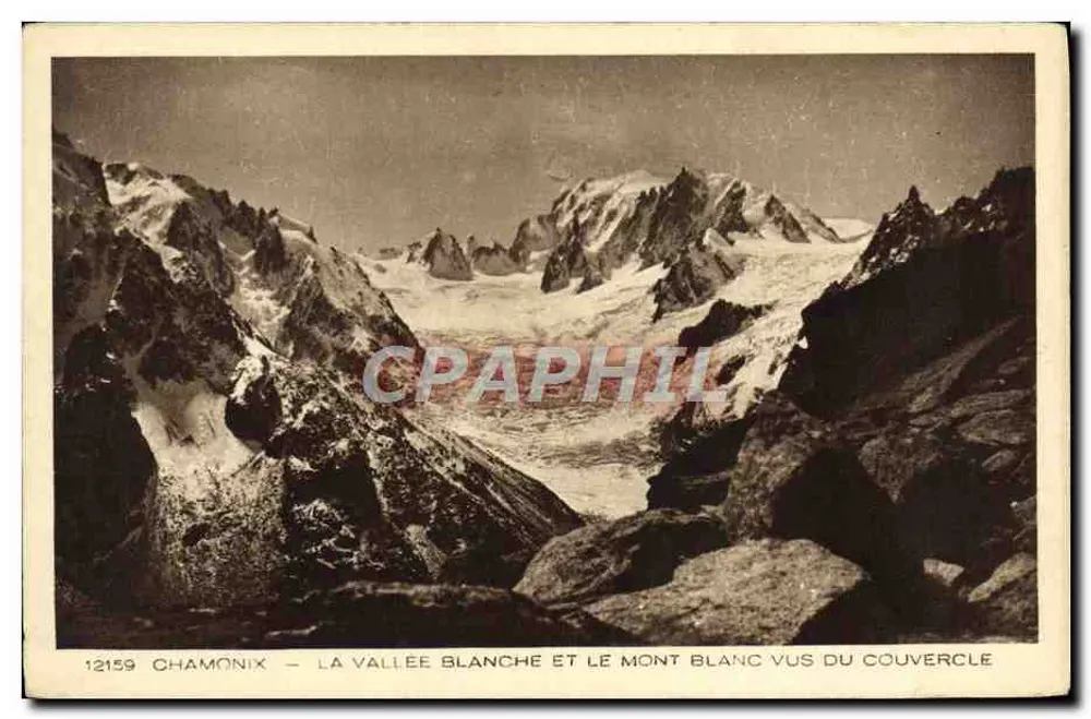Chamonix — La Vallée Blanche und der Mont Blanc von der Couvercle aus gesehen — n° 12159 - Vorderseite