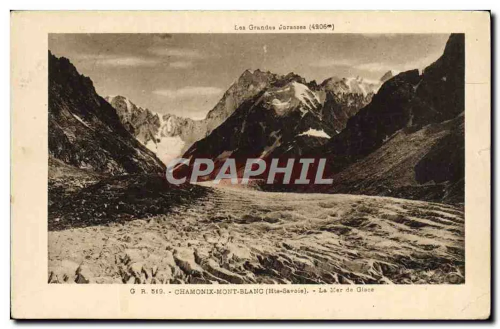 As Grandes Jorasses (4806m) — A Mer de Glace — G R 519. CHAMONIX-MONT-BLANC (Haute-Savoie) - Frente