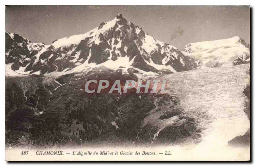 Chamonix — Die Aiguille du Midi und der Glacier des Bossons — LL. n° 187 - Vorderseite