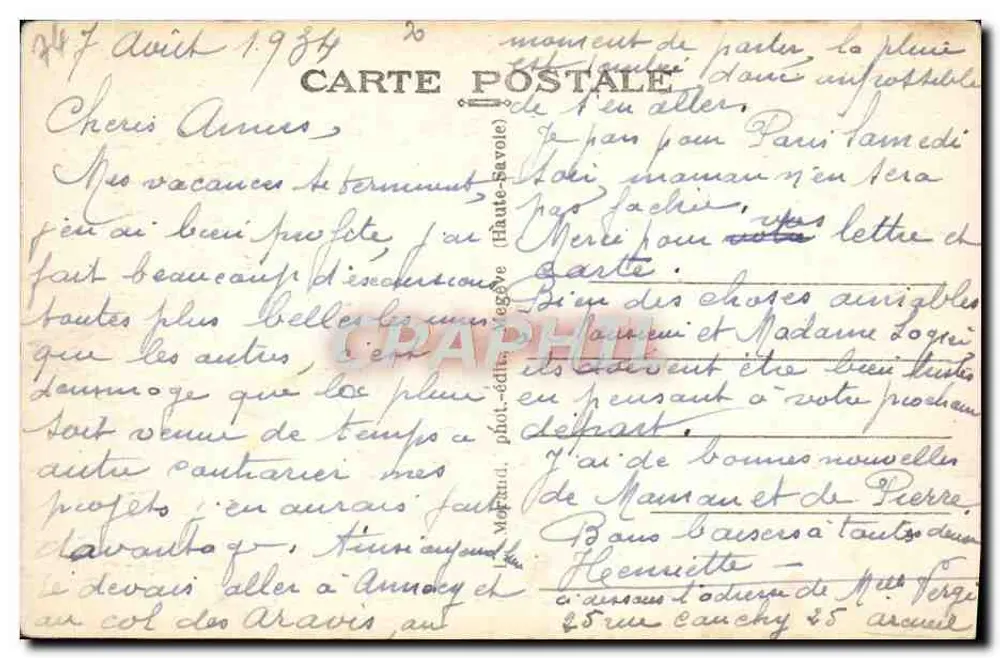 Chamonix-Mont-Blanc — Teleférico de Plan-Praz-Brévent — n° 1007 - Verso