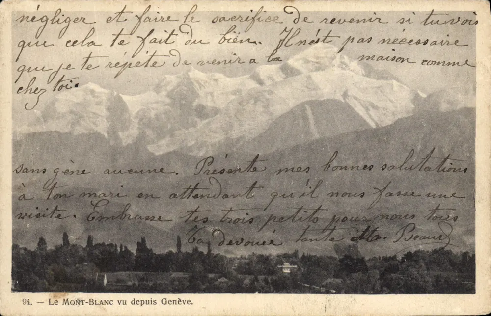 O Mont-Blanc visto desde Genebra — E. Halske, editor, n° 94 - Frente