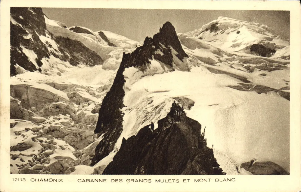 Chamonix — La Cabanne de los Grandes Mulets y el Mont Blanc — editor Braun & Cie, Dornach - Anverso