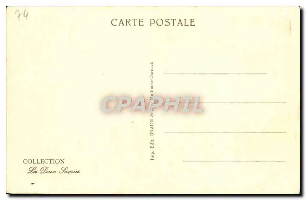 Chamonix — La Cabanne de los Grandes Mulets y el Mont Blanc — editor Braun & Cie, Dornach - Reverso