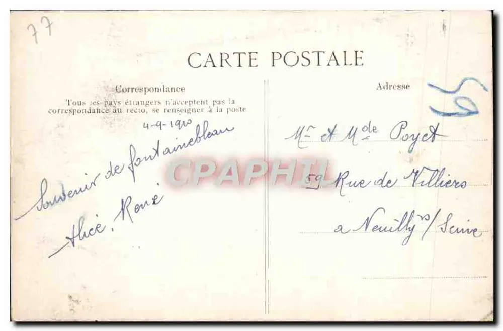 Bossen van Fontainebleau — La Pieuuvre — Uitgever: La Pieuuvre, n° 508 - Achterkant