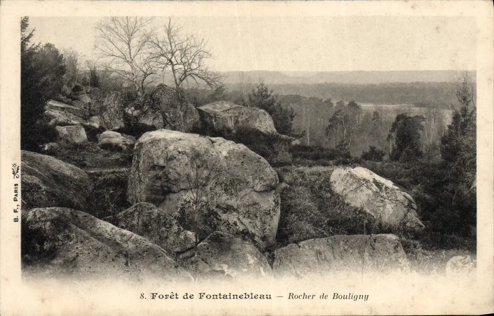 Wälder von Fontainebleau — Rocher de Bou ligny — B.F. Paris, Nr. 8 - Vorderseite