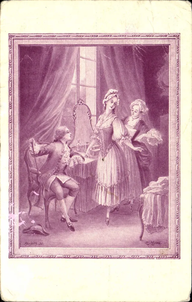 Parlorszene — Kleidung des 18. Jahrhunderts — Verleger R. Horra - Vorderseite