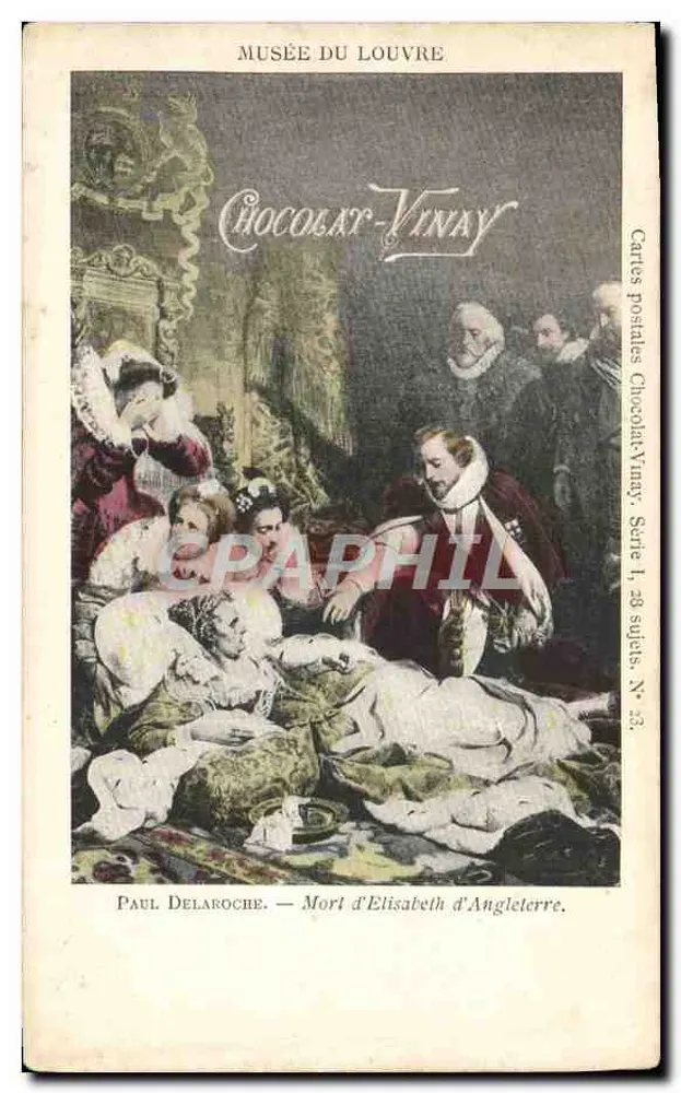 Tod Elisabeths von England — Musée du Louvre — Chocolat-Vinay, Serie I, Nr. 23 - Vorderseite